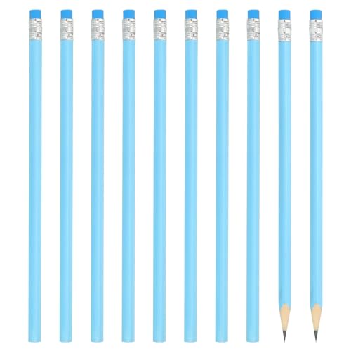 PATIKIL Runde Bleistifte, 24er Pack HB Graphit-Bleistifte mit Radiergummi Holz-Bleistifte Niedlicher Stift für Klassenzimmer Lehrer Bürobedarf, Blau von PATIKIL