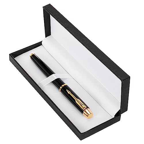 PATIKIL Schwarz Tinte Kugelschreiber Business Metall Stift 0.5mm mit Geschenk Box Professioneller Luxus für Notizen Schwarz Golden von PATIKIL