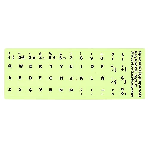 PATIKIL Spanisch Tastatur Aufkleber Nachleuchtende Leuchtende Universal Tastatur Ersatz Cover für Notebook Schreibtisch Computer Schwarz Schriftzug von PATIKIL