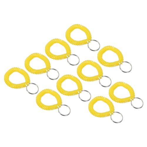 PATIKIL Spiral Handgelenk-Schlüsselanhänger, 15er Packung aus dehnbarem Kunststoff-Armband Schlüsselringhalter für Outdoor-Sport, Fitnessstudio, Pool, Sauna, Gelb von PATIKIL