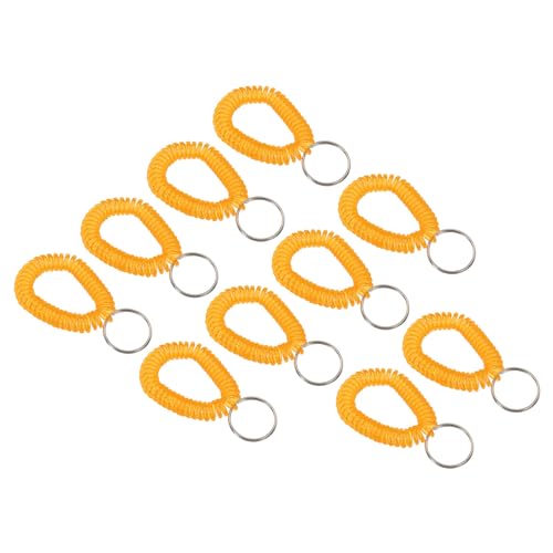 PATIKIL Spiral Handgelenk-Schlüsselanhänger, 15er Packung aus dehnbarem Kunststoff-Armband Schlüsselringhalter für Outdoor-Sport, Fitnessstudio, Pool, Sauna, transparent orange von PATIKIL