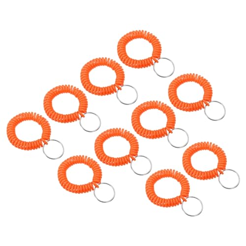 PATIKIL Spiral Handgelenk-Schlüsselanhänger, 15er Packung aus dehnbarem Kunststoff-Armband für Outdoor-Sport, Fitnessstudio, Pool, Sauna, Orange von PATIKIL