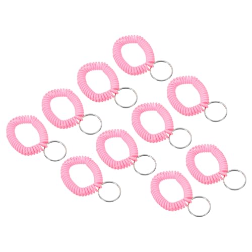 PATIKIL Spiralförmige Handgelenk Spule Schlüsselanhänger 10 Pack Plastik Dehnbares Armband Handgelenk Schlüsselring Halter für Außen Sport Fitnessraum Schwimmhalle Sauna Rosa von PATIKIL