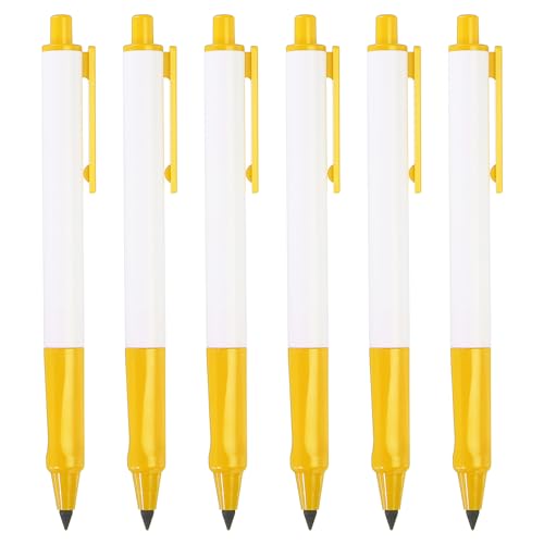 PATIKIL Tintenloser Bleistift, 6er Pack Ewiger Bleistift Austauschbare Spitze Magische Stifte zum Schreiben Zeichnen Bürobedarf, Gelb von PATIKIL