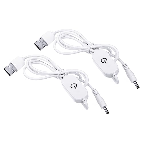 PATIKIL USB zu DC Verlängerung Kabel mit Schalter 2 Pack Verlängerung Leistung Schnüre Adapter Dimmer Steuerung mit LED Anzeige für Lüfter LED Leisten von PATIKIL