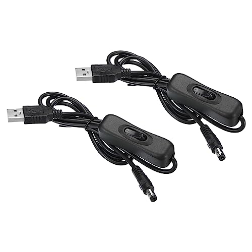 PATIKIL USB zu DC Verlängerungskabel mit EIN/AUS Schalter 2 Pack Stecker Verlängerung Schnüre Leistung Adapter Unterstützung Regler für Lüfter LED Streifen Schwarz von PATIKIL