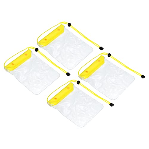 PATIKIL Wasserdicht Handytasche 4Pack Durchsichtig Groß Handy Trocken Tasche Handy Schutz Hülle Beutel mit Einstellbar Schlüsselband Gelb von PATIKIL