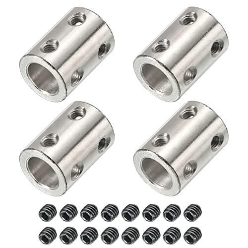 PATIKIL Welle Kupplung Anschluss L22xD16 10mm bis 10mm Bohrung Starre Kupplung Edelstahl Welle Gelenk mit Schraube für 3D Drucker Silber 4Pack von PATIKIL