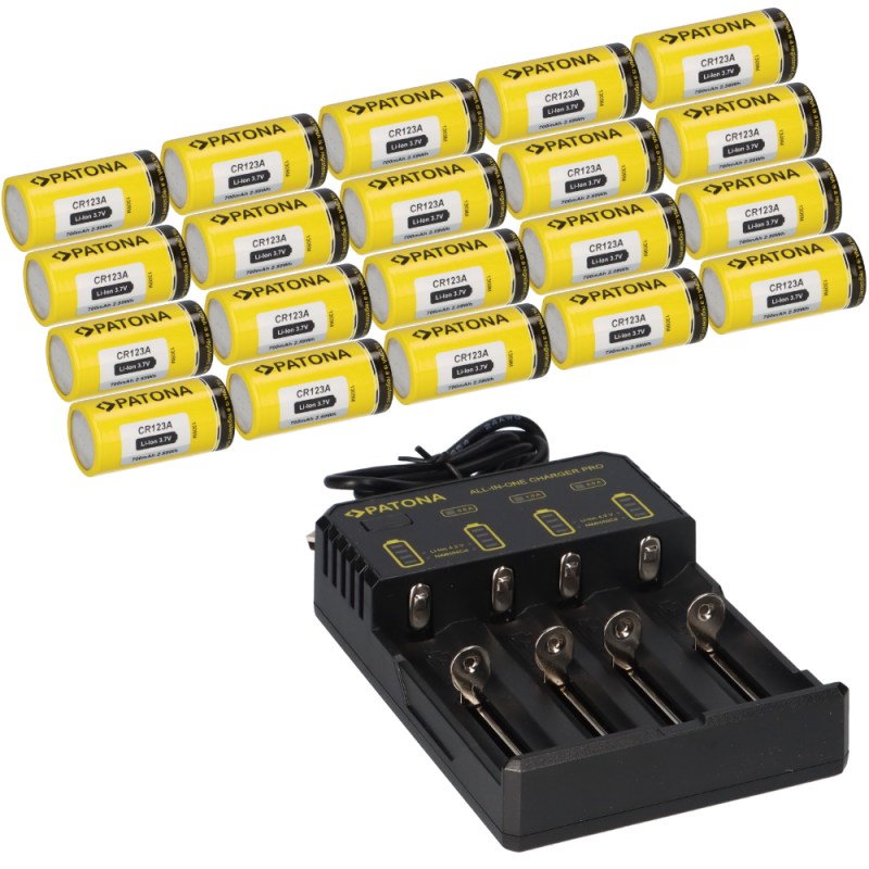20x PATONA Li-Ion 3,7V Akku CR123A 700mAh 2,59Wh + Lader 20x PATONA Li-Ion 3,7V Akku CR123A 700mAh 2,59Wh + Lader von PATONA