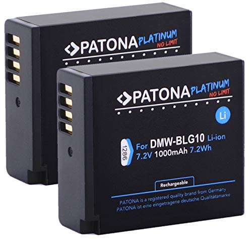 2X PATONA Platinum Akku DMW BLG10 E (1000mAh) - Kompatibel mit Panasonic Lumix DC GX9 TZ202 TZ96 TZ91 DMC TZ101 TZ81 GF6 GX7 GX80 LX100 S6 usw. von PATONA