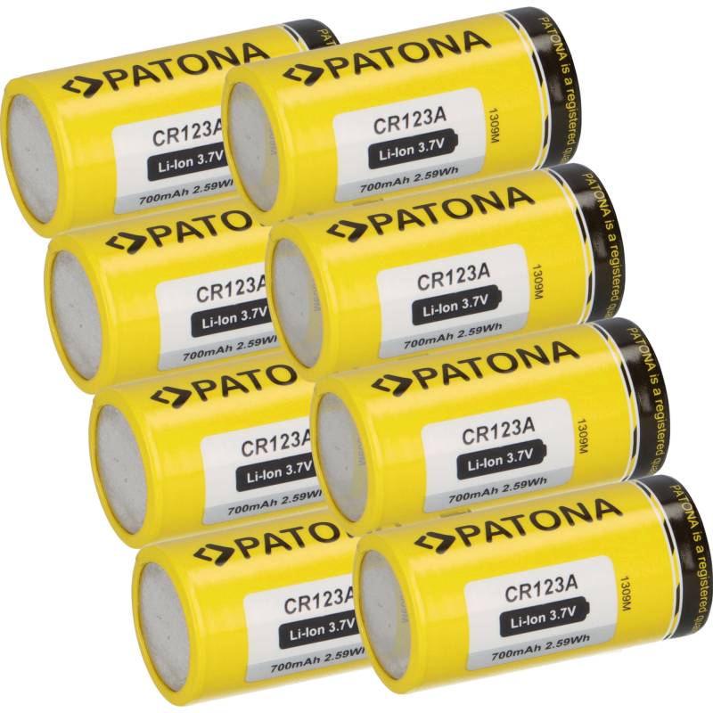 8x PATONA Li-Ion 3,7V Akku CR123A 16340 Zelle 700mAh 2,59Wh von PATONA