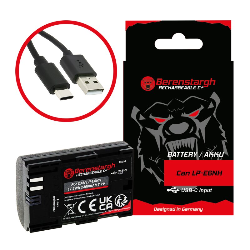 Berenstargh Akku mit USB-C Input für Canon EOS R5 EOS R6 Berenstargh Akku mit USB-C Input für Canon EOS R5 EOS R6 von PATONA