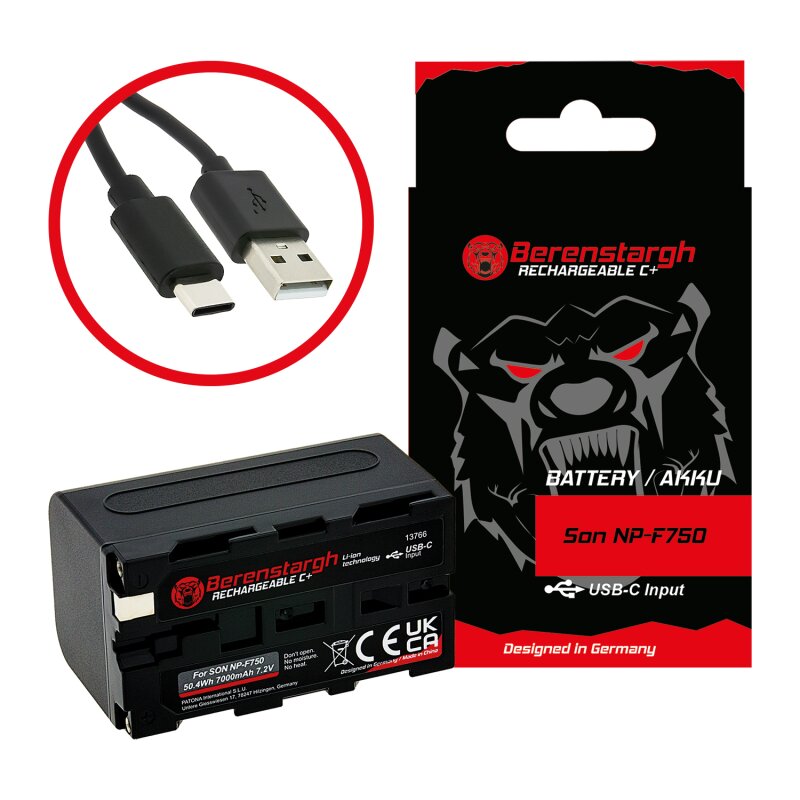 Berenstargh Akku mit USB-C Input für Sony NP-F750 F330 Berenstargh Akku mit USB-C Input für Sony NP-F750 F330 von PATONA