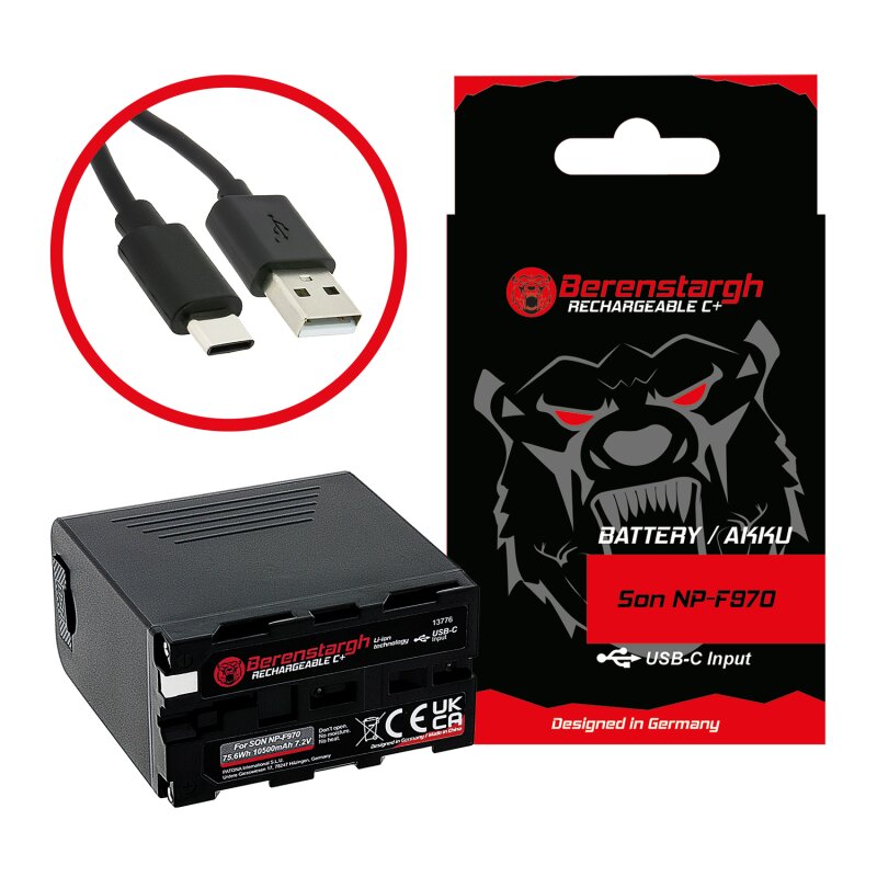 Berenstargh Akku mit USB-C in/out für Sony NP-F970 F960 Berenstargh Akku mit USB-C in/out für Sony NP-F970 F960 von PATONA