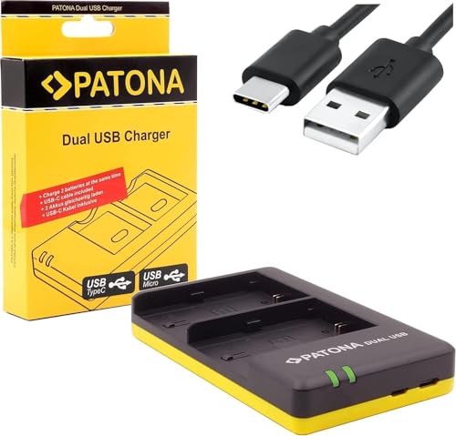 PATONA 1957 Ladegerät für Akku NP-W126 NP-W126s (Eingang USB-C/MikroUSB) schwarz von PATONA