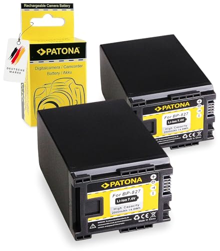 PATONA 2X BP-827 Akku 2000mAh Ersatzakku kompatibel mit Canon Camcorder FS11 FS21 FS22 HF10 HF20 HF100 HG20 XA20 XA40 XA60 Legria FS200 FS306 FS406 GX10 HF G10 G40 G50 M30 M400 S10 S100 BP827 BP 827 PATONA 2X BP-827 Akku 2000mAh Ersatzakku kompatibel mit Canon Camcorder FS11 FS21 FS22 HF10 HF20 HF100 HG20 XA20 XA40 XA60 Legria FS200 FS306 FS406 GX10 HF G10 G40 G50 M30 M400 S10 S100 BP827 BP 827 von PATONA