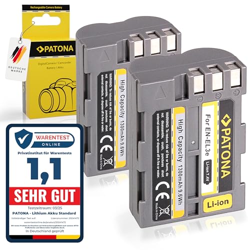 PATONA 2X EN-EL3E Akku 1300mAh kompatibel mit Nikon D40 D40x D50 D60 D70 D70s D80 D90 D100 D200 D300 D300S D700 D900 D3000 D5000 Ersatzakku für die Modelle EN EL3E ENEL3E EN EL 3E PATONA 2X EN-EL3E Akku 1300mAh kompatibel mit Nikon D40 D40x D50 D60 D70 D70s D80 D90 D100 D200 D300 D300S D700 D900 D3000 D5000 Ersatzakku für die Modelle EN EL3E ENEL3E EN EL 3E von PATONA