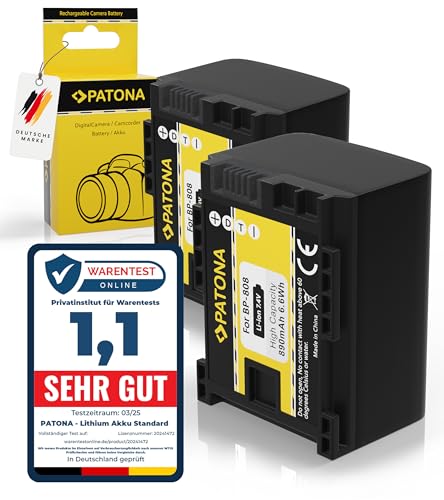 PATONA 2X Akku Ersatz für Canon BP-808 BP-807 BP-809 BP-819 BP-827 Batterie Kompatibel mit Canon HG-21 HG-20 HF11 HF100 FS-100 Legria HF-M36 HF-M306 HF-M307 HF-M406 PATONA 2X Akku Ersatz für Canon BP-808 BP-807 BP-809 BP-819 BP-827 Batterie Kompatibel mit Canon HG-21 HG-20 HF11 HF100 FS-100 Legria HF-M36 HF-M306 HF-M307 HF-M406 von PATONA