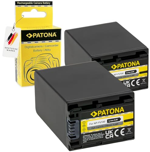 PATONA 2X Akku Ersatz für Sony NP-FV100 NP-FV50 NP-FV30 NP-FV70 NP-FV90 Batterie Kompatibel mit Sony HDR-CX110 CX170 CX300 CX550 HDR-HC3 HC7 HDR-XR150 HDR-XR350 PATONA 2X Akku Ersatz für Sony NP-FV100 NP-FV50 NP-FV30 NP-FV70 NP-FV90 Batterie Kompatibel mit Sony HDR-CX110 CX170 CX300 CX550 HDR-HC3 HC7 HDR-XR150 HDR-XR350 von PATONA
