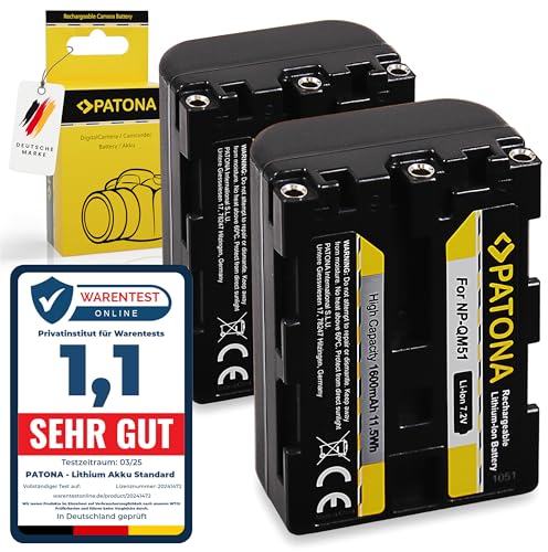 PATONA 2X NP-FM50 NP-QM51 Akku 1600mAh Ersatzakku kompatibel mit Sony Camcorder NP-FM30 FM50 FM70 FM90 QM51D QM71D QM91D CCD-TRV106K 108 116 128 DCR-DVD91 100 200 DCR-HC14 TRV6 TRV8 NPFM50 QM51 FM50 PATONA 2X NP-FM50 NP-QM51 Akku 1600mAh Ersatzakku kompatibel mit Sony Camcorder NP-FM30 FM50 FM70 FM90 QM51D QM71D QM91D CCD-TRV106K 108 116 128 DCR-DVD91 100 200 DCR-HC14 TRV6 TRV8 NPFM50 QM51 FM50 von PATONA