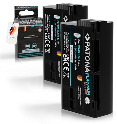 PATONA 2X Platinum EN-EL15b Akku 2600mAh Ersatzakku kompatibel mit Nikon 1 V1 Z6 Z7 D7000 D7200 D7500 D500 D600 D750 D780 D800 D810 D850 ENEL15b EN EL15b Kamera Griff MB-D11 MB-D12 MB-D15 MB-D17 PATONA 2X Platinum EN-EL15b Akku 2600mAh Ersatzakku kompatibel mit Nikon 1 V1 Z6 Z7 D7000 D7200 D7500 D500 D600 D750 D780 D800 D810 D850 ENEL15b EN EL15b Kamera Griff MB-D11 MB-D12 MB-D15 MB-D17 von PATONA