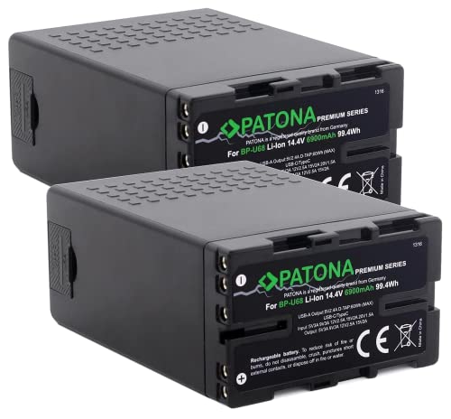 PATONA 2X Premium Akku BP-U60 BP-U65 BP-U68 BP-U100 (6900mAh / 99.4Wh) Black Series- mit D-Tap/USB-C und USB (Powerbank Funktion) von PATONA