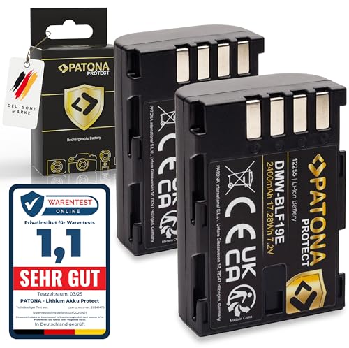 PATONA 2X Protect DMW-BLF19 E Akku 2400mAh Ersatzakku kompatibel mit Panasonic Lumix DC-G9 G9L G9EG G9LEG GH5 GH5L GH5M GH5S GH4 GH4A GH4H GH4M GH4R GH4U GH3 GH3A GH3H Sigma BP-61 DMWBLF19E DMW BLF19 PATONA 2X Protect DMW-BLF19 E Akku 2400mAh Ersatzakku kompatibel mit Panasonic Lumix DC-G9 G9L G9EG G9LEG GH5 GH5L GH5M GH5S GH4 GH4A GH4H GH4M GH4R GH4U GH3 GH3A GH3H Sigma BP-61 DMWBLF19E DMW BLF19 von PATONA