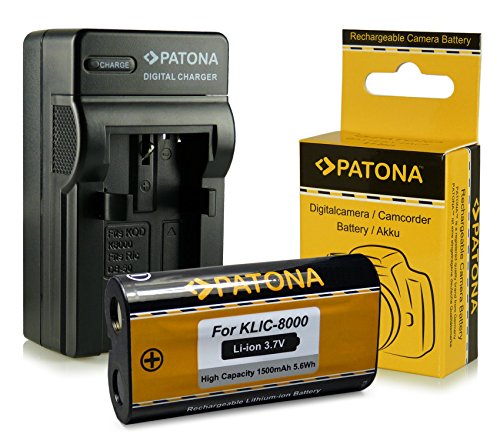 PATONA 3in1 Ladegerät + Akku Klic-8000 kompatibel mit Kodak EasyShare Z612, Z1012, Z1485is, Z8612is, Ricoh DB-50 von PATONA