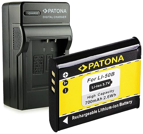 PATONA 3in1 Ladegerät + Akku Li-50b Kompatibel mit Olympus mju 1010 1020 9000 9010 Tough 6000 8000 Pentax D-Li92 von PATONA