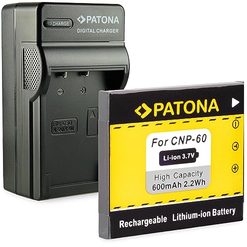 PATONA 3in1 Ladegerät + Akku NP-60 kompatibel mit Casio Exilim EX-FS10 EX-Z20 EX-Z25 EX-Z29 EX-Z80 EX-Z85 EX-Z90 von PATONA
