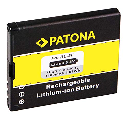 PATONA Akku BL-5F Kompatibel mit Nokia Navigator 6210 6210S 6710 6290 Nokia E65 N96 N95 N93i X5-00 von PATONA