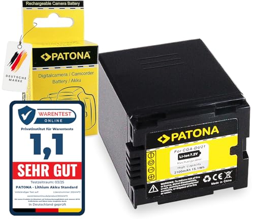 PATONA CGA-DU21 CGR-DU21 Akku 2100mAh Ersatzakku kompatibel mit Panasonic NV-GS10 GS17 GS21 GS22 GS24 GS26 GS27 GS28 GS29 GS30 GS33 GS35 GS37 GS40 GS44 GS47 GS50 GS55 GS57 GS58 GS60 CGA DU21 CGADU21 von PATONA