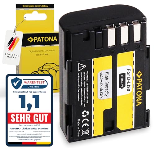 PATONA D-Li90 Akku 1400mAh Ersatzakku kompatibel mit Pentax 645D K1 K-01 K3 K3 II K32 K3II K-3 Mark III K5 K-5 K52 K5II K-5 II K-5 IIs K7 K-7 DSLR DLi90 DLi 90 DLi-90 Battery Pack von PATONA
