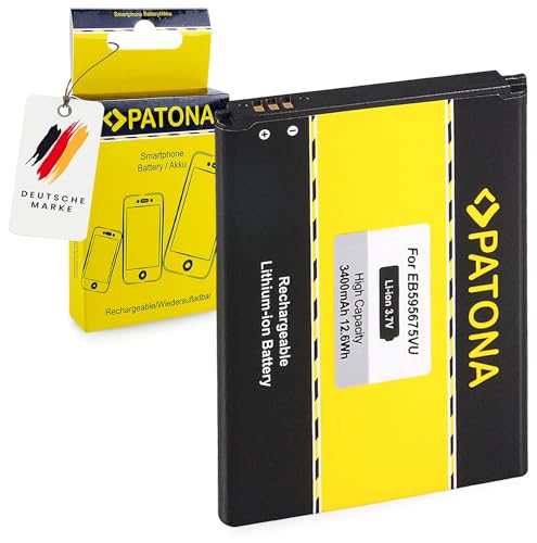 PATONA Smartphone Akku EB595675LU 3400mAh / 12.6Wh / 3.7V Kompatibel mit Samsung GT-N719 Galaxy Note 2 GT-N7100 GT-N7102 GT-N7108 GT-N7105 Galaxy Note2 LTE von PATONA