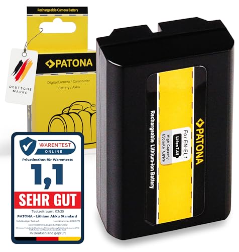 PATONA EN-EL1 Akku 650mAh Ersatzakku kompatibel mit Nikon Coolpix 4300 4500 4800 5000 5400 5700 8700 775 880 995 Konica Minolta Dimage A200 ENEL1 EN EL1 von PATONA