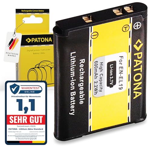PATONA Akku Ersatz für Nikon EN-EL19 ENEL19 EN EL19 600mAh kompatibel mit Nikon Coolpix S100 A300 S33 S2600 S2800 S3100 S3300 S3500 S3600 S4100 S 5200 S5300 S6500 S7000 W100 W150 PATONA Akku Ersatz für Nikon EN-EL19 ENEL19 EN EL19 600mAh kompatibel mit Nikon Coolpix S100 A300 S33 S2600 S2800 S3100 S3300 S3500 S3600 S4100 S 5200 S5300 S6500 S7000 W100 W150 von PATONA
