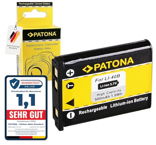 PATONA Li-40B Li-42B Akku 500mAh Ersatzakku kompatibel mit Olympus D630 D720 Pentax D-Li63 Optio L30 Casio NP-80 Fuji Fujifilm NP-45 FinePix J10 Kodak KLIC-7006 Nikon EN-EL10 Coolpix S80 S210 S3000 von PATONA