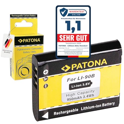 PATONA Li-90b Akku 950mAh Ersatzakku kompatibel mit Olympus Stylus Creator XZ-2 XZ2 Traveller SH-50 SH50 SZ-15 SZ15 Tough TG-1 TG1 TG-2 TG2 Li90B Li 90B Li92B Li 92B von PATONA