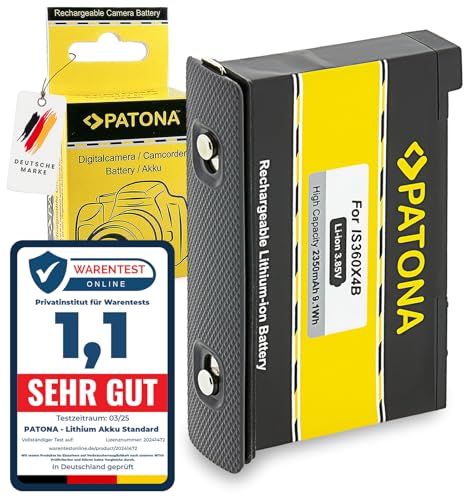 PATONA CINSBBMA Akku 2350mAh 9.1Wh Li-Ion 3.85V kompatibel mit Insta360 X4 Insta 360 X-4 360X4 Ersatzakku mit Überladungs- & Kurzschlussschutz Langlebig & Leistungsstark von PATONA