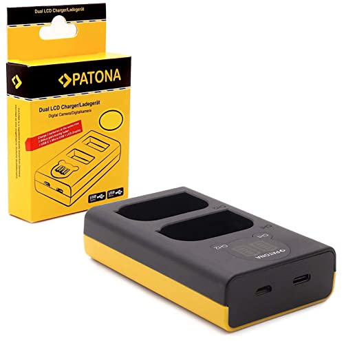 PATONA BLX-1 Akku Ladegerät (1713 USB Dual LCD Mini) Kompatibel mit OM System Olympus OM-1 / Versorgung über USB-C oder Micro-USB von PATONA