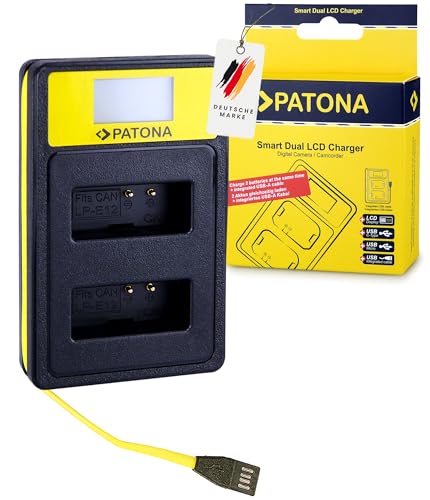 PATONA Dual LCD Ladegerät (USB-A USB-C Micro USB) Kompatibel mit Canon LP-E12 Akku von PATONA