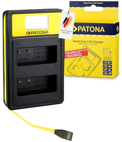 PATONA Dual LCD Ladegerät (USB-A USB-C Micro USB) Kompatibel mit Panasonic DMW-BLG10 / DMC-GF6 Akku von PATONA