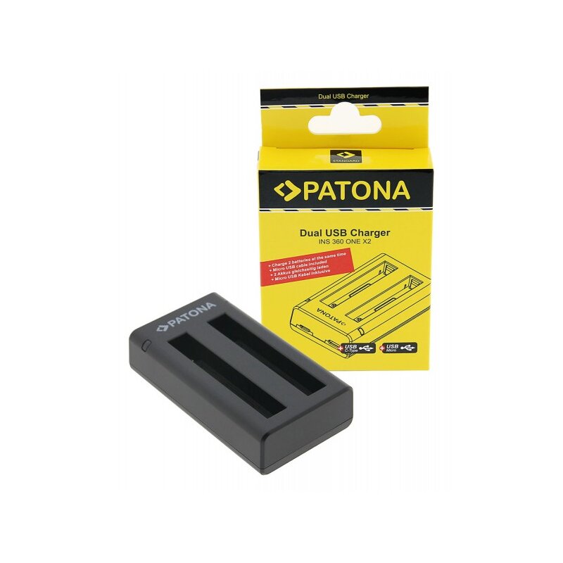 PATONA Dual Ladegerät Insta360 One X2 360° Cam Micro-USB von PATONA