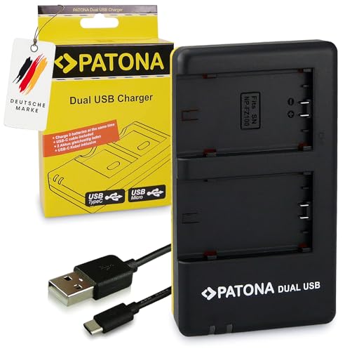 PATONA Dual Ladegerät für NP-FZ100 Akkus Kompatibel mit Sony BC-QZ1 Alpha 9, 7RM3, 7M3, A7 R III von PATONA