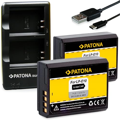 PATONA Dual Ladegerät mit 2X Akku LP-E10 Ersatz für Canon LPE10 LP E10 Batterie Kompatibel mit Canon EOS 1100D 1200D 1300D 2000D 4000D Rebel T5 T6 Kiss X50 X70 X80 1D X Mark PATONA Dual Ladegerät mit 2X Akku LP-E10 Ersatz für Canon LPE10 LP E10 Batterie Kompatibel mit Canon EOS 1100D 1200D 1300D 2000D 4000D Rebel T5 T6 Kiss X50 X70 X80 1D X Mark von PATONA