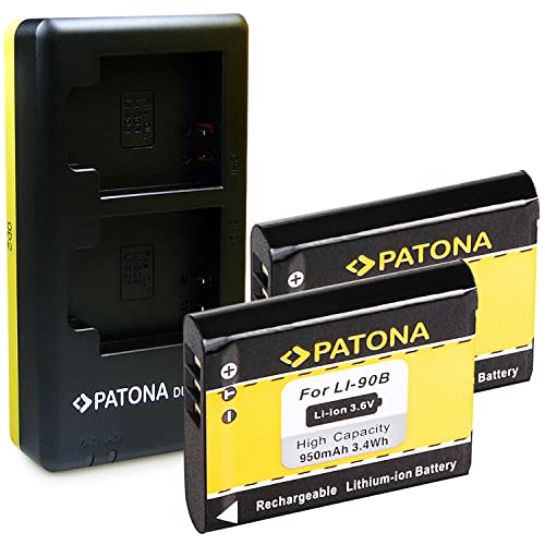 PATONA Dual Ladegerät mit 2X Akku Ersatz für Olympus Li-90b, Li-92b Batterie Kompatibel mit Olympus Tough TG-6 TG-5 TG-4 TG-3 TG-2 TG-1 Stylus XZ-2 von PATONA