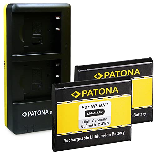 PATONA Dual Ladegerät mit 2X Akku NP-BN1 Kompatibel mit Sony Cyber-Shot DSC T99 TX100V W830 WX220 QX100 von PATONA