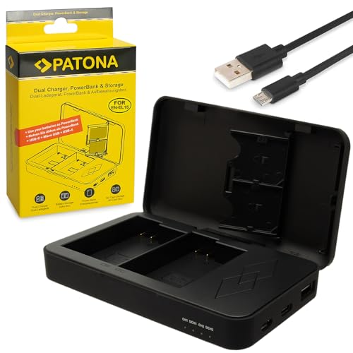 PATONA Dual Ladegerät mit Powerbank Funktion und Speicherkarten Aufbewahrung Kompatibel mit Nikon EN-EL15 Akkus von PATONA