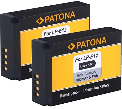 PATONA LP-E12 Kamera Akku 2X Kompatibel mit Canon EOS M M10 M50 M100 M200 100D PowerShot SX70 HS von PATONA