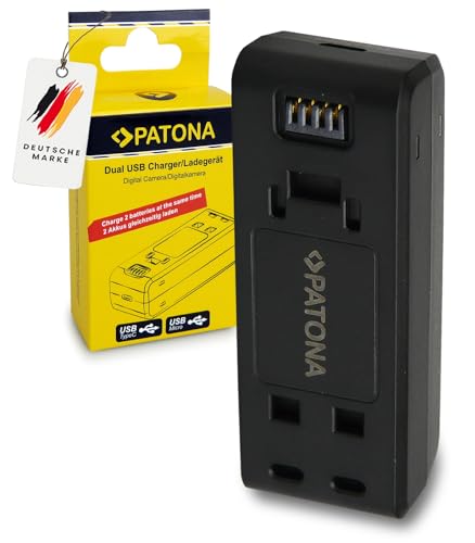 PATONA Ladegerät Dual Kompatibel mit Insta IS360RB, Insta 360 One R, 360 One RS Action Cam, Akkulader mit Micro-USB & USB-C Input, Überhitzungs- und Überladeschutz von PATONA